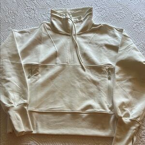 Old Navy Cream Zip Up Sweater High Collar Cozy